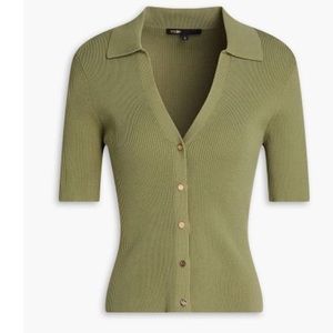 Maje Mimosally Rib Button Up Jumper Khaki size 1